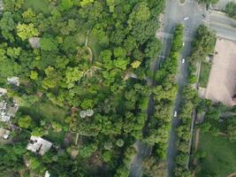 Drone view of Public park on 2023-07-17 in Lahore Pakistan photo