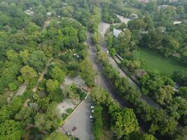 Drone view of Public park on 2023-07-17 in Lahore Pakistan photo