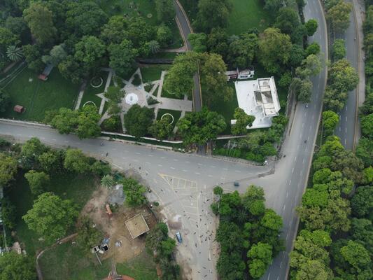 Drone view of Public park on 2023-07-17 in Lahore Pakistan