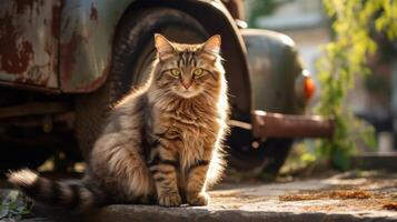 ai generado retrato gato gato es un linda gato y un divertidos, de buen humor.ellos Mira linda y son bueno mascotas, fácil a aumento como mascotas.it es un juguetón, cariñoso mascota y es un favorito de el cuidadores foto