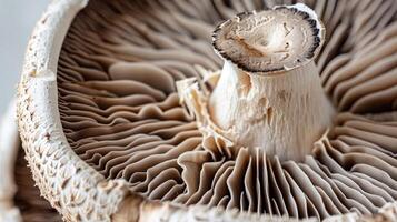 AI Generated Close Up of Mushroom on Table photo