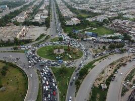Aerial view of high ways in City Lahore of Pakistan on 2023-07-17. photo
