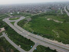 Aerial view of DHA Phase-6, main square, a small town on 2023-07-18 in Lahore Pakistan. photo