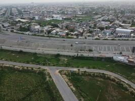 Aerial view of DHA Phase-6, main square, a small town on 2023-07-18 in Lahore Pakistan. photo