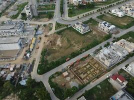 Aerial view of DHA Phase-6, main square, a small town on 2023-07-18 in Lahore Pakistan. photo