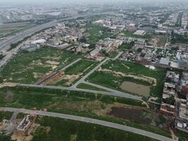 Aerial view of DHA Phase-6, main square, a small town on 2023-07-18 in Lahore Pakistan. photo