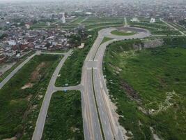 Aerial view of DHA Phase-6, main square, a small town on 2023-07-18 in Lahore Pakistan. photo