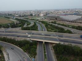 Aerial view of DHA Phase-6, main square, a small town on 2023-07-18 in Lahore Pakistan. photo