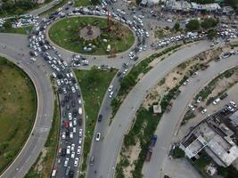 Aerial view of DHA Phase-6, main square, a small town on 2023-07-18 in Lahore Pakistan. photo