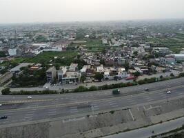 Aerial view of DHA Phase-6, main square, a small town on 2023-07-18 in Lahore Pakistan. photo