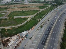 Aerial view of DHA Phase-6, main square, a small town on 2023-07-18 in Lahore Pakistan. photo