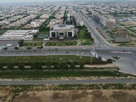 Aerial view of DHA Phase-6, main square, a small town on 2023-07-18 in Lahore Pakistan. photo