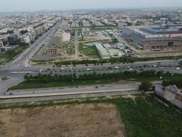 Aerial view of DHA Phase-6, main square, a small town on 2023-07-18 in Lahore Pakistan. photo