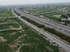 Aerial view of DHA Phase-6, main square, a small town on 2023-07-18 in Lahore Pakistan. photo