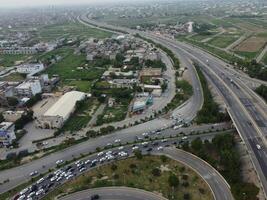 Aerial view of DHA Phase-6, main square, a small town on 2023-07-18 in Lahore Pakistan. photo