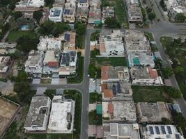 Aerial view of DHA Phase-6, main square, a small town on 2023-07-18 in Lahore Pakistan. photo