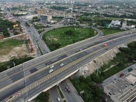 Aerial view of DHA Phase-6, main square, a small town on 2023-07-18 in Lahore Pakistan. photo