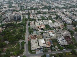 Aerial view of DHA Phase-6, main square, a small town on 2023-07-18 in Lahore Pakistan. photo