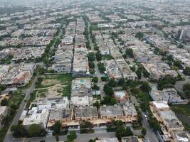 Aerial view of DHA Phase-6, main square, a small town on 2023-07-18 in Lahore Pakistan. photo