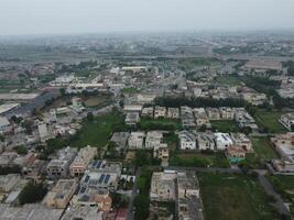 Aerial view of DHA Phase-6, main square, a small town on 2023-07-18 in Lahore Pakistan. photo