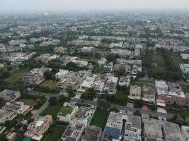 Aerial view of Defence main square, a small town in Lahore Pakistan. photo