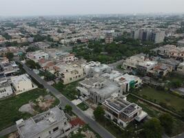 Aerial view of Defence main square, a small town in Lahore Pakistan. photo