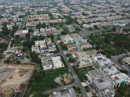 Aerial view of Defence main square, a small town in Lahore Pakistan. photo