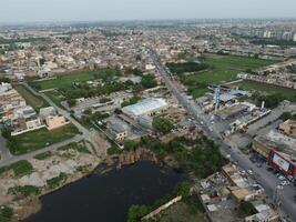 Aerial view of Defence main square, a small town in Lahore Pakistan. photo