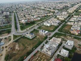 Aerial view of Defence main square, a small town in Lahore Pakistan. photo