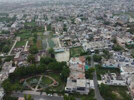 Aerial view of Defence main square, a small town in Lahore Pakistan. photo