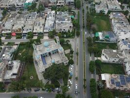 Aerial view of Defence main square, a small town in Lahore Pakistan. photo