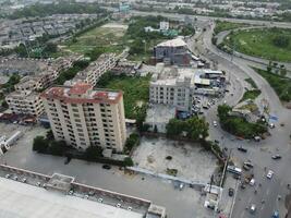 Aerial view of Defence main square, a small town in Lahore Pakistan. photo