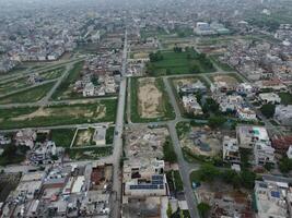 Aerial view of Defence main square, a small town in Lahore Pakistan. photo