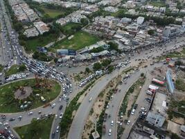 Aerial view of Defence main square, a small town in Lahore Pakistan. photo