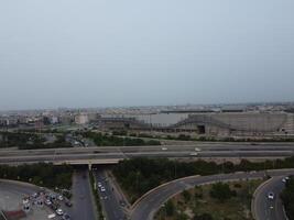 Aerial view of Defence main square, a small town in Lahore Pakistan. photo