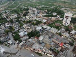 aéreo ver de defensa principal cuadrado, un pequeño pueblo en lahore Pakistán. foto