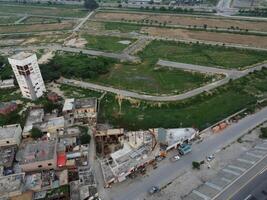 Aerial view of Defence main square, a small town in Lahore Pakistan. photo