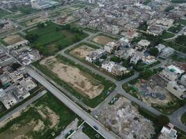 Aerial view of Defence main square, a small town in Lahore Pakistan. photo