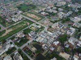 Aerial view of Defence main square, a small town in Lahore Pakistan. photo