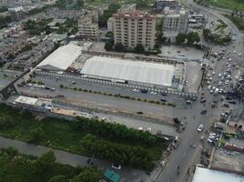 Aerial view of Defence main square, a small town in Lahore Pakistan. photo