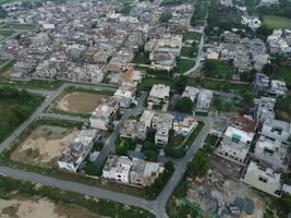 Aerial view of Defence main square, a small town in Lahore Pakistan. photo