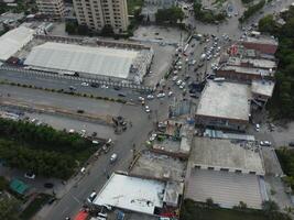 Aerial view of Defence main square, a small town in Lahore Pakistan. photo