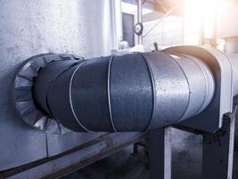 Pipe Insulation Jackets for water chiller pipe system.Alumunium Insulation elbow of pipe. photo