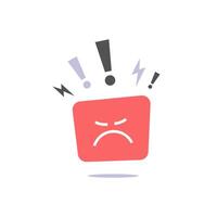 Negative thinking, bad experience feedback,difficult customer, poor service quality, angry red face, mad emoticon sticker,unhappy client vector