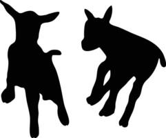 Baby Goats Playing in Farmyard vector or silhouette file