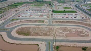 Rectangular shaped settlement of the rich district, looking down aerial view from above Bird eye view villas with pool on 2023-07-22 in Lahore Pakistan video