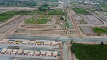 Rectangular shaped settlement of the rich district, looking down aerial view from above Bird eye view villas with pool on 2023-07-22 in Lahore Pakistan video