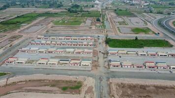 Rectangular shaped settlement of the rich district, looking down aerial view from above Bird eye view villas with pool on 2023-07-22 in Lahore Pakistan video