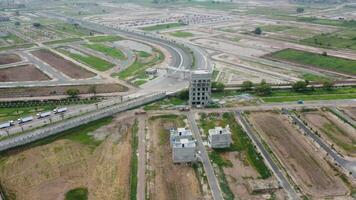 Rectangular shaped settlement of the rich district, looking down aerial view from above Bird eye view villas with pool on 2023-07-22 in Lahore Pakistan video