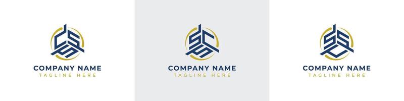 Letters CSS, SCS, SSS Monogram Logo Set, suitable for any business with CSS, SCS, SSS initials vector